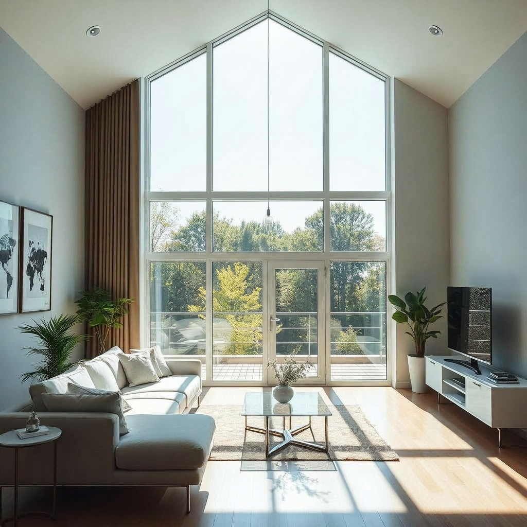 Bright sunlit room with sparkling clean windows